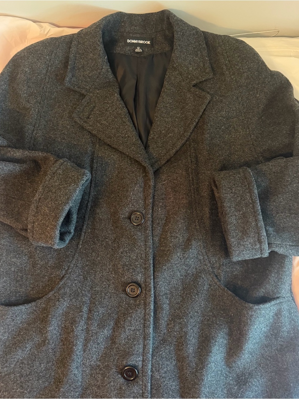 Women's vintage Charcoal Gray long Wool 90s Coat